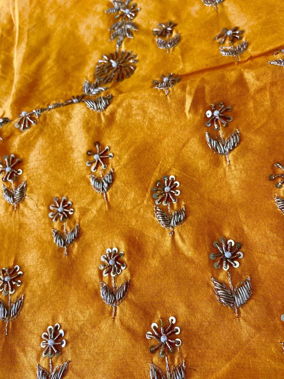 Buti Design Zardozi & Gota Hand Embroidered On Haldi Yellow Unstitched Blouse Piece