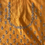 Buti Design Zardozi & Gota Hand Embroidered On Haldi Yellow Unstitched Blouse Piece