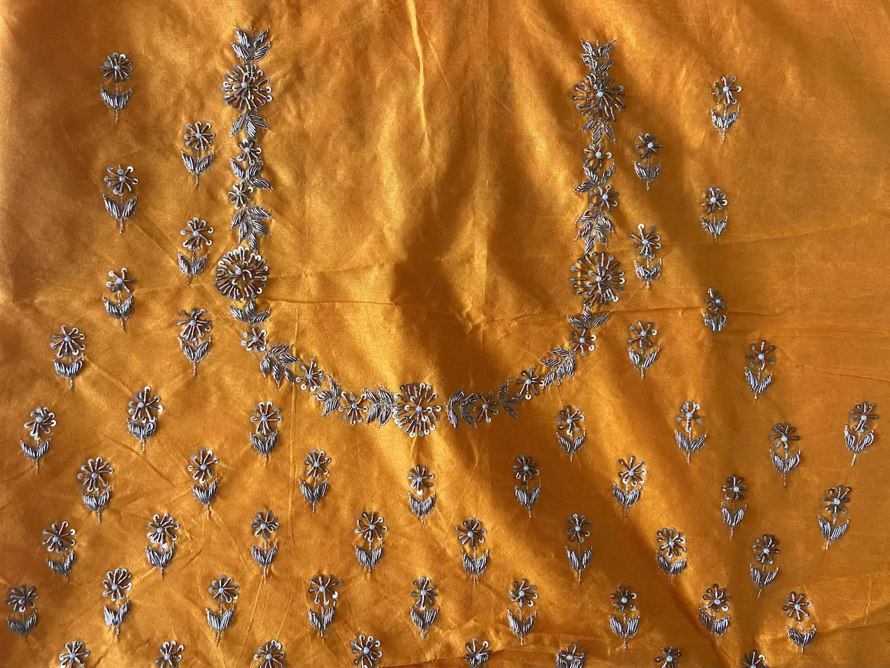 Buti Design Zardozi & Gota Hand Embroidered On Haldi Yellow Unstitched Blouse Piece