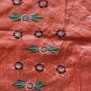 Heavy Zardozi & Dabka Work On Peach Raw Silk Unstitched Blouse Piece