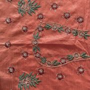 Heavy Zardozi & Dabka Work On Peach Raw Silk Unstitched Blouse Piece