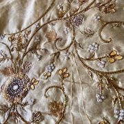 Heavy Zardozi Embroidery On Gold Raw Silk Unstitched Blouse Piece