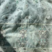 Thread & Sequence Embroidery On Sky Blue Pure Organza Fabric With Heavy Border