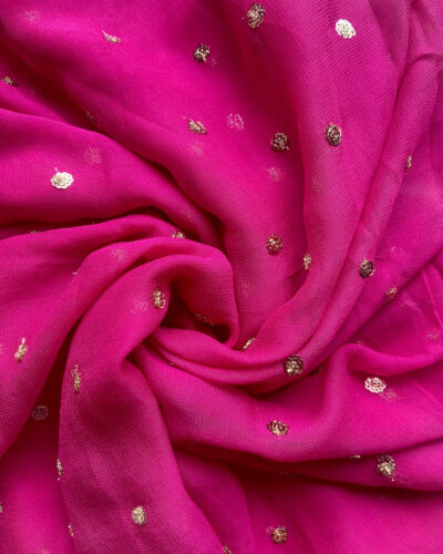 All Over Buti Design On Pink Pure Georgette Fabric
