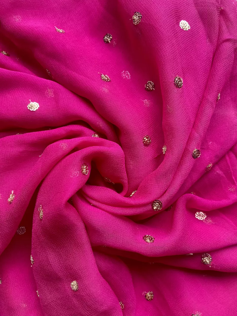 All Over Buti Design On Pink Pure Georgette Fabric