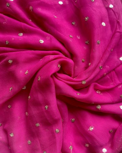 All Over Buti Design On Pink Pure Georgette Fabric