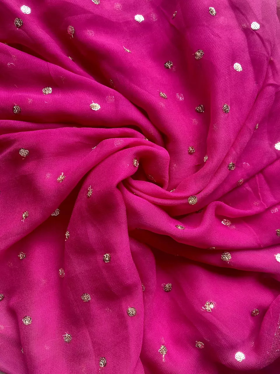 All Over Buti Design On Pink Pure Georgette Fabric