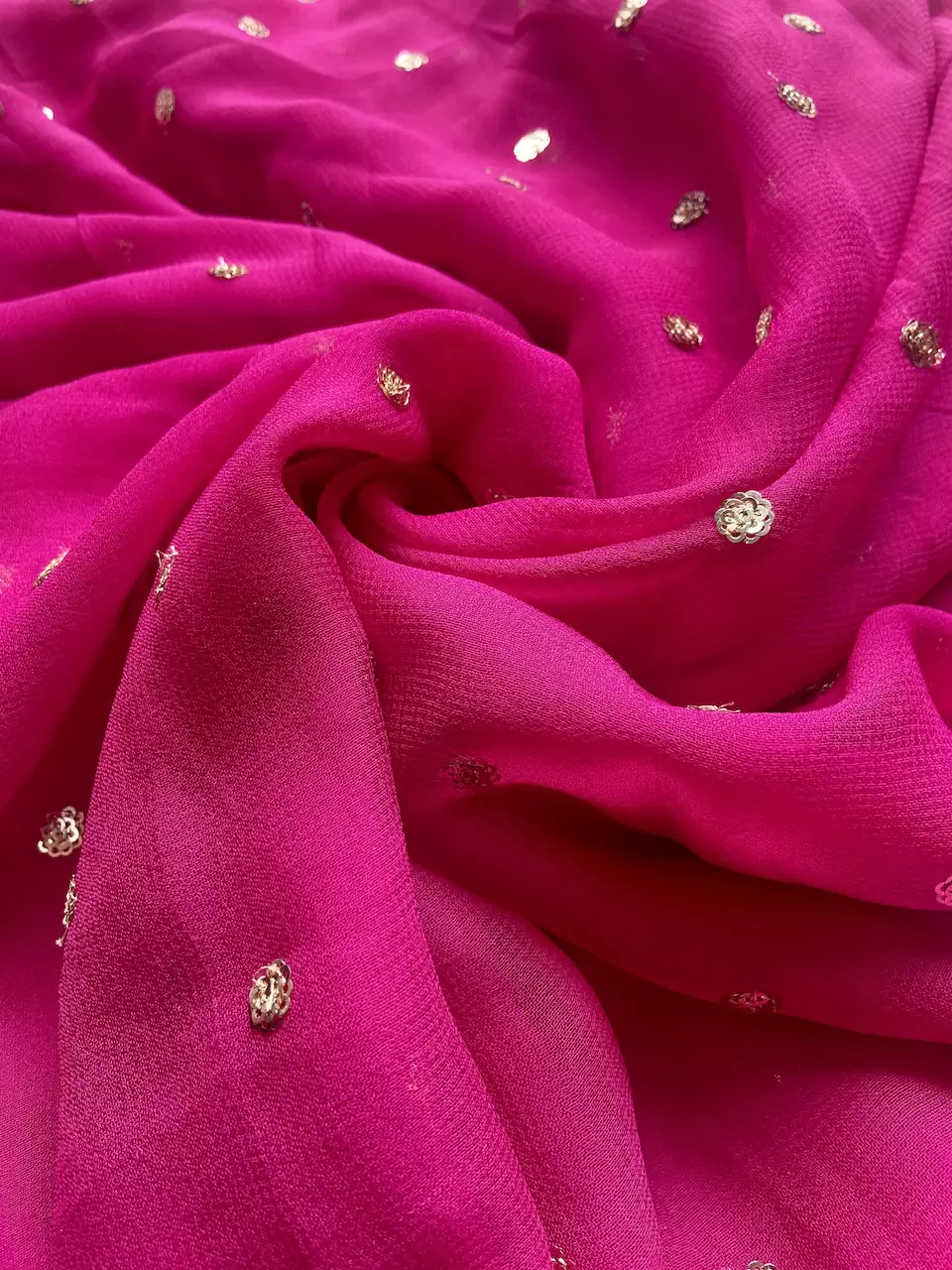 All Over Buti Design On Pink Pure Georgette Fabric