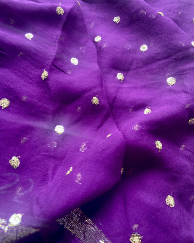 All Over Buti Design On Purple Pure Georgette Fabric