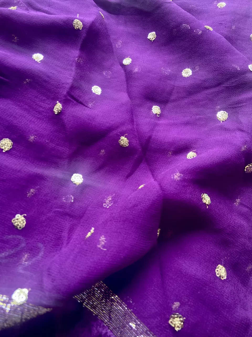 All Over Buti Design On Purple Pure Georgette Fabric