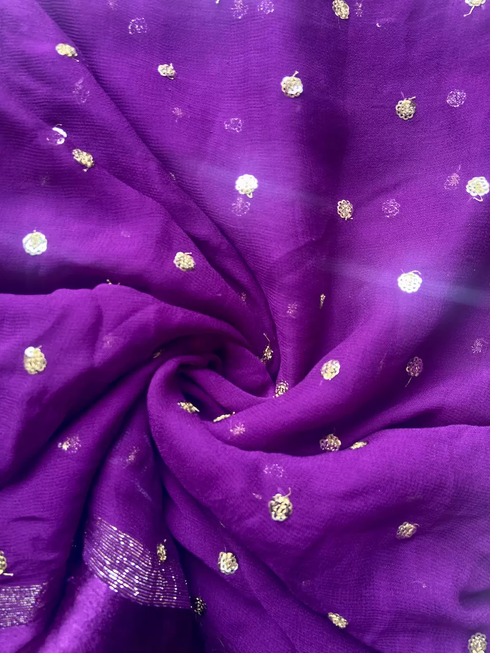All Over Buti Design On Purple Pure Georgette Fabric