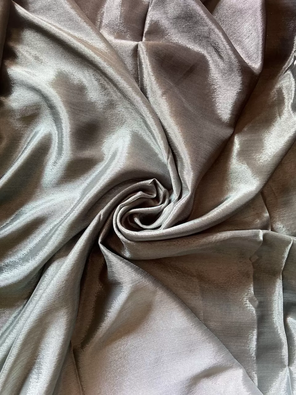 Ombre Shaded Chinon Fabric In Pishta Green To Mehendi Green Colour