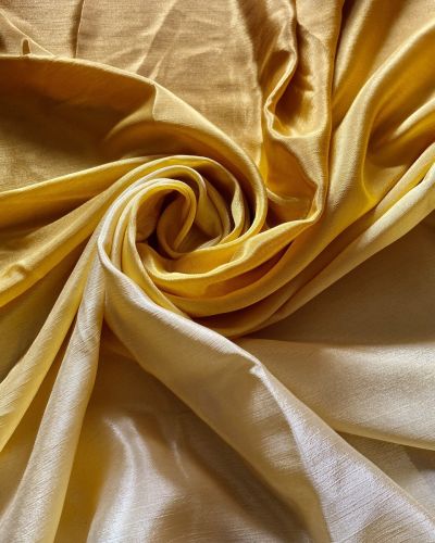 Ombre Shaded Chinon Fabric In Lemon Yellow To Deep Yellow Colour