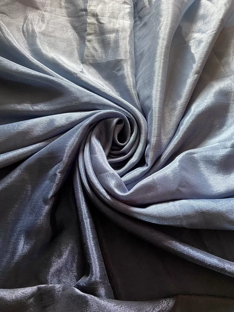 Ombre Shaded Chinon Fabric In Light Blue To Navy Blue Colour