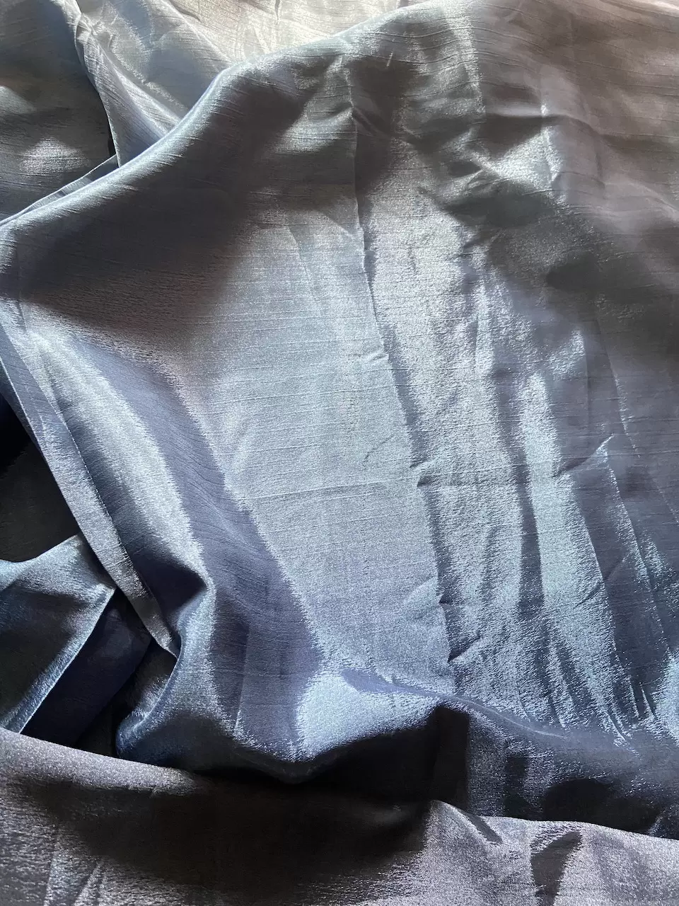 Ombre Shaded Chinon Fabric In Light Blue To Navy Blue Colour