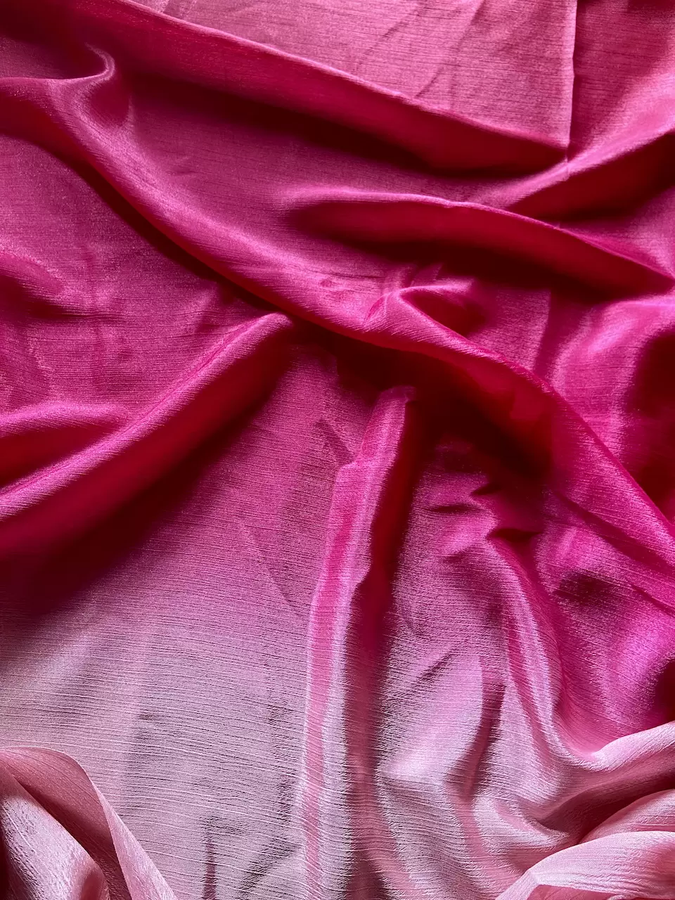 Ombre Shaded Chinon Fabric In Baby Pink To Hot Pink Colour