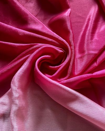 Ombre Shaded Chinon Fabric In Baby Pink To Hot Pink Colour