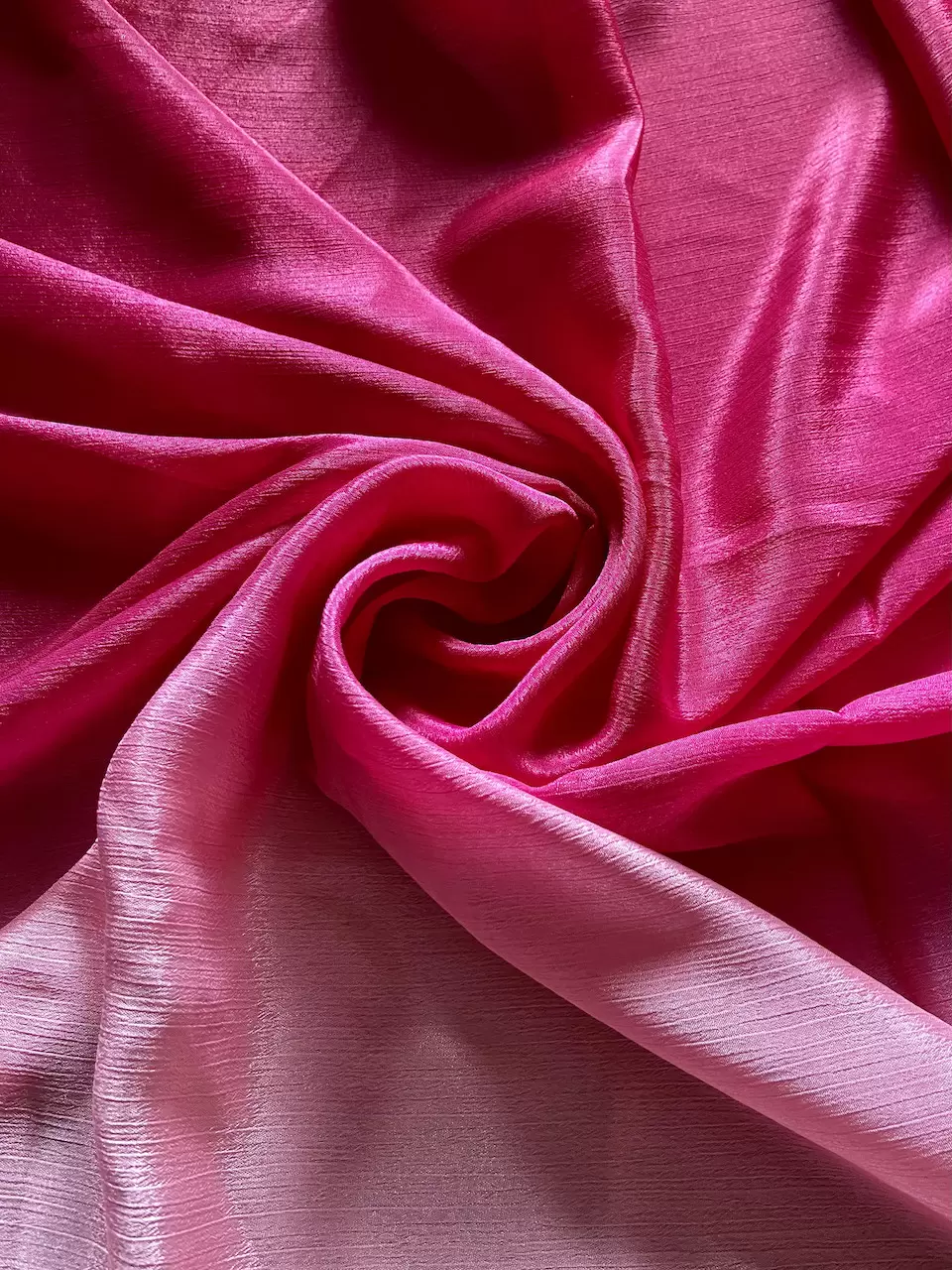 Ombre Shaded Chinon Fabric In Baby Pink To Hot Pink Colour