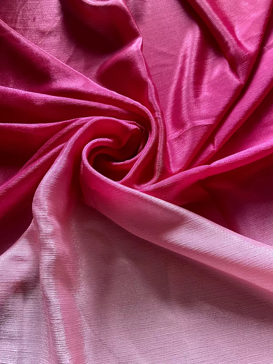 Ombre Shaded Chinon Fabric In Baby Pink To Hot Pink Colour