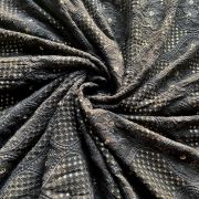 Black Tone On Tone Chikankari Fabric With Gold Sequin Touch On Black Georgette Fabric