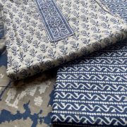 Indigo Buti Print Cotton Suit Set With Printed Cotton Dupatta