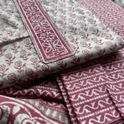 Maroon Buti Print Cotton Suit Set With Printed Cotton Dupatta