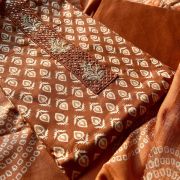 Rust Red Small Buti Printed & All Over On Unstitched Cotton Suitset