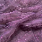 Heavy Tone On Tone Thread & Sequence Embroidery On Magenta Purple Pure Organza