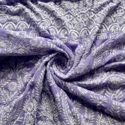 White Thread & Sequin Embroidery On Lavender Viscose Georgette In Big Width