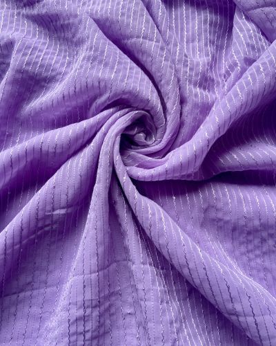 Lavender Plain Faux Georgette With Tone On Tone Threading And Sequence Fabric