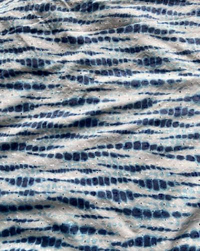 All Over Indigo Shibori & Schiffli Cotton Fabric