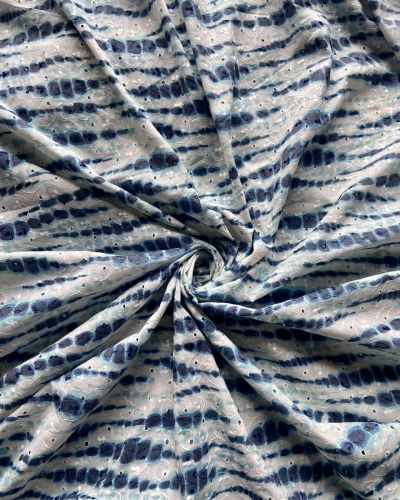 All Over Indigo Shibori & Schiffli Cotton Fabric