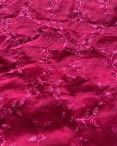 Heavy Tone On Tone Thread & Sequence Embroidery On Hot Pink Pure Organza