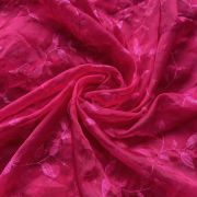 Heavy Tone On Tone Thread & Sequence Embroidery On Hot Pink Pure Organza