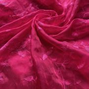 Heavy Tone On Tone Thread & Sequence Embroidery On Hot Pink Pure Organza