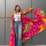 Multi Colour Flared Chiffon Shrug