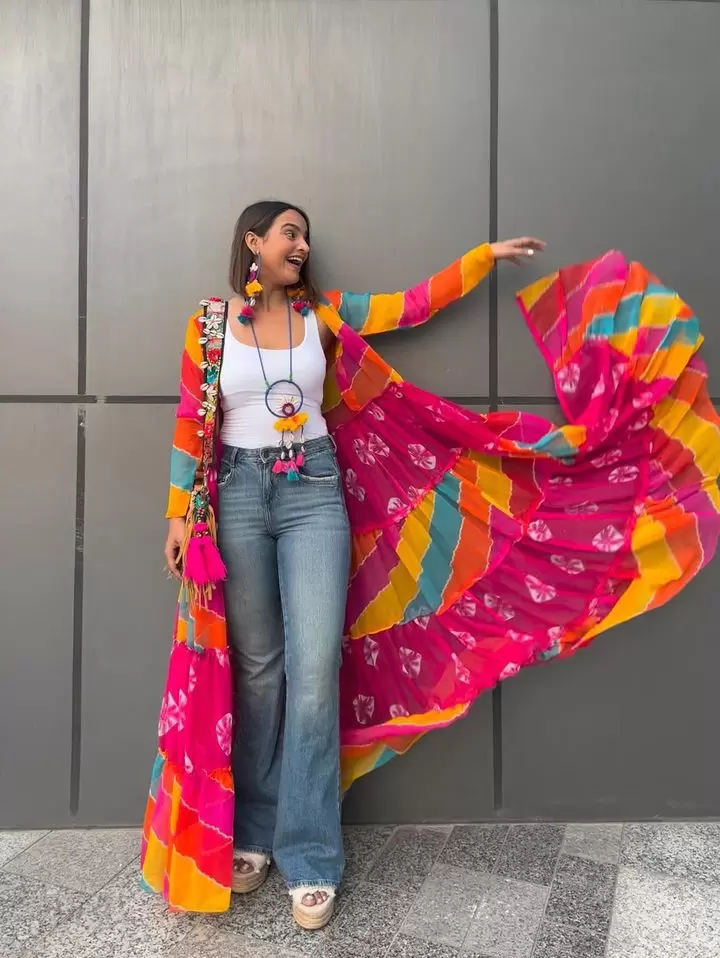 Multi Colour Flared Chiffon Shrug