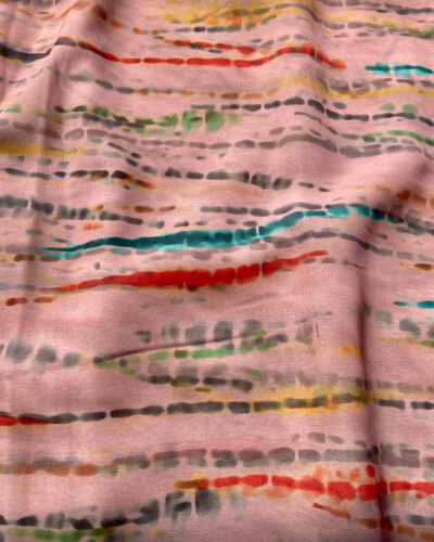 Multicolor Tie & Dye Print On Peach Georgette FAbric