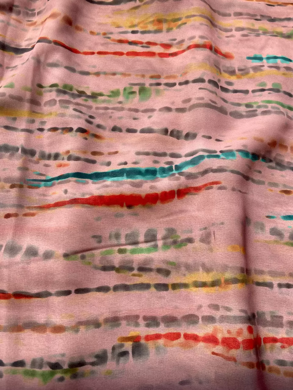 Multicolor Tie & Dye Print On Peach Georgette FAbric