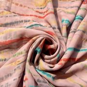 Multicolor Tie & Dye Print On Peach Georgette FAbric