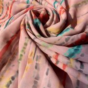 Multicolor Tie & Dye Print On Peach Georgette FAbric