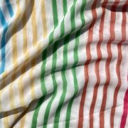 Multi-color Stripes Pattern On Off White Georgette Fabric