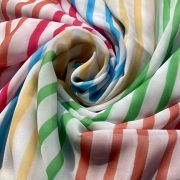 Multi-color Stripes Pattern On Off White Georgette Fabric