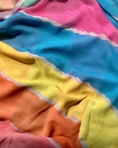 Multicolor Leheriya Rainbow Pattern Digital Print Georgette Fabric