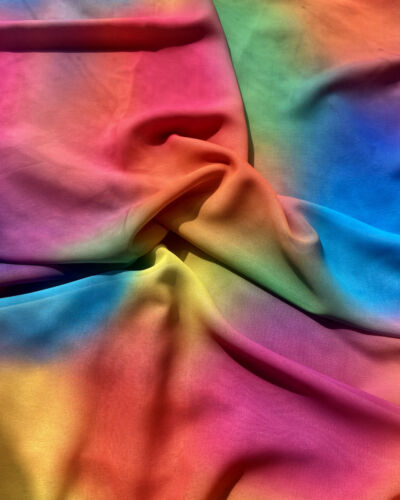 Multicolor Shibori Rainbow Pattern Digital Print Georgette Fabric