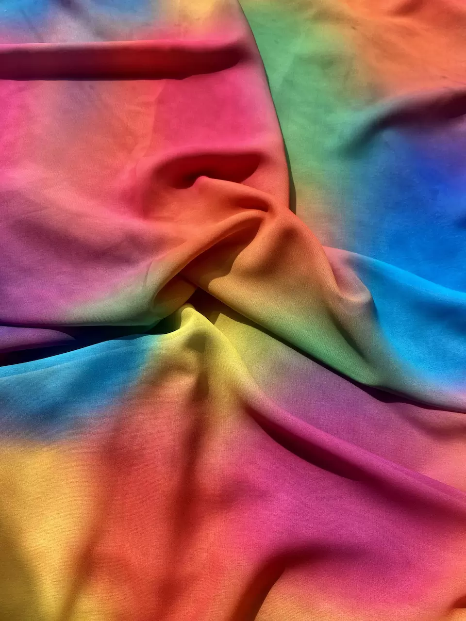 Multicolor Shibori Rainbow Pattern Digital Print Georgette Fabric