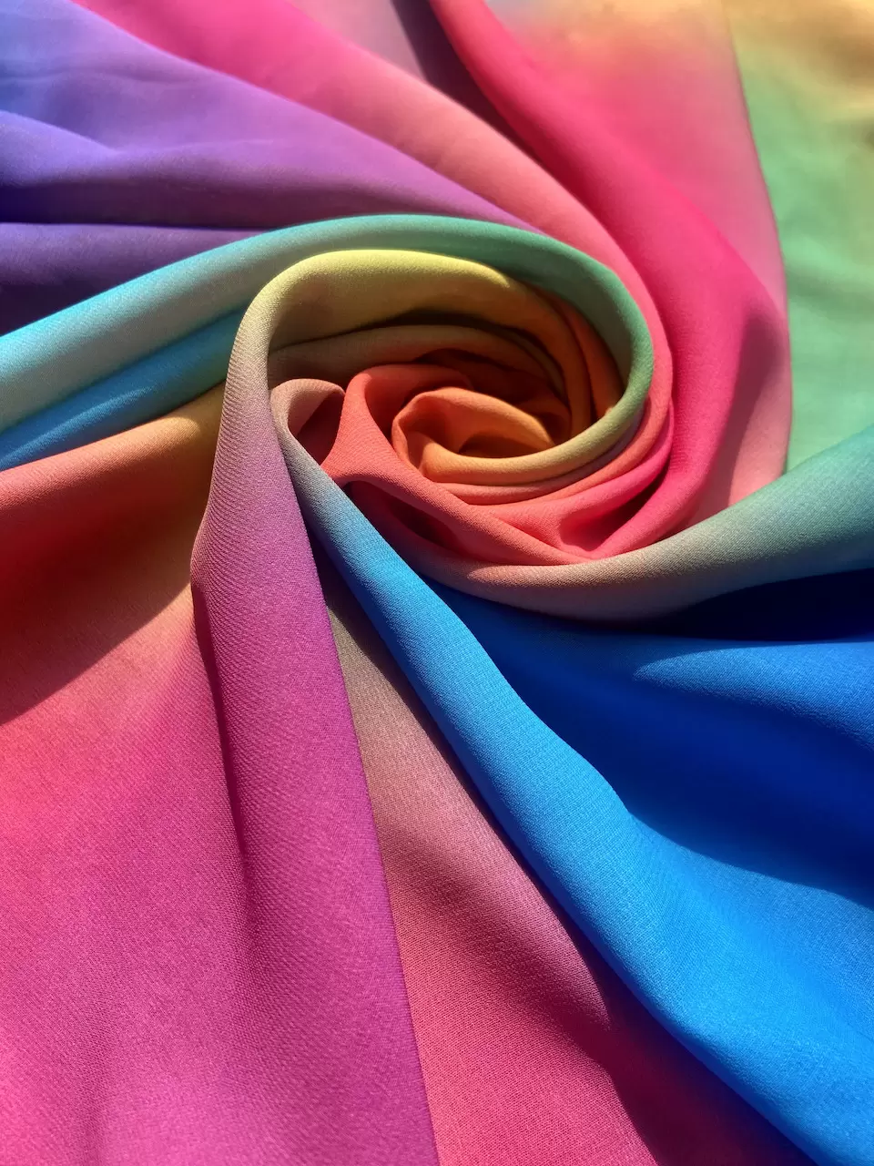 Multicolor Shibori Rainbow Pattern Digital Print Georgette Fabric