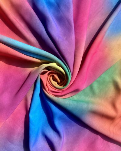 Multicolor Shibori Rainbow Pattern Digital Print Georgette Fabric