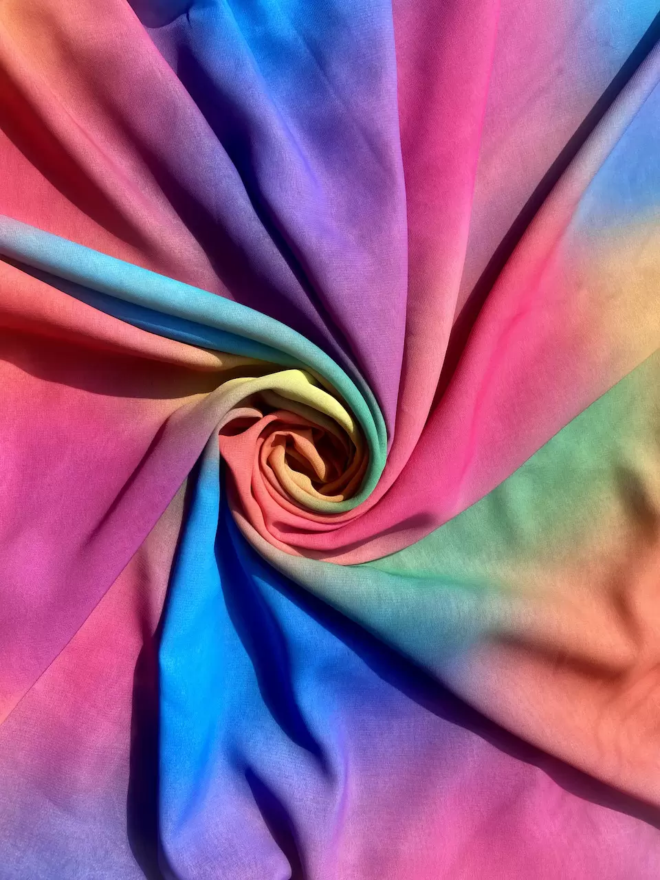 Multicolor Shibori Rainbow Pattern Digital Print Georgette Fabric