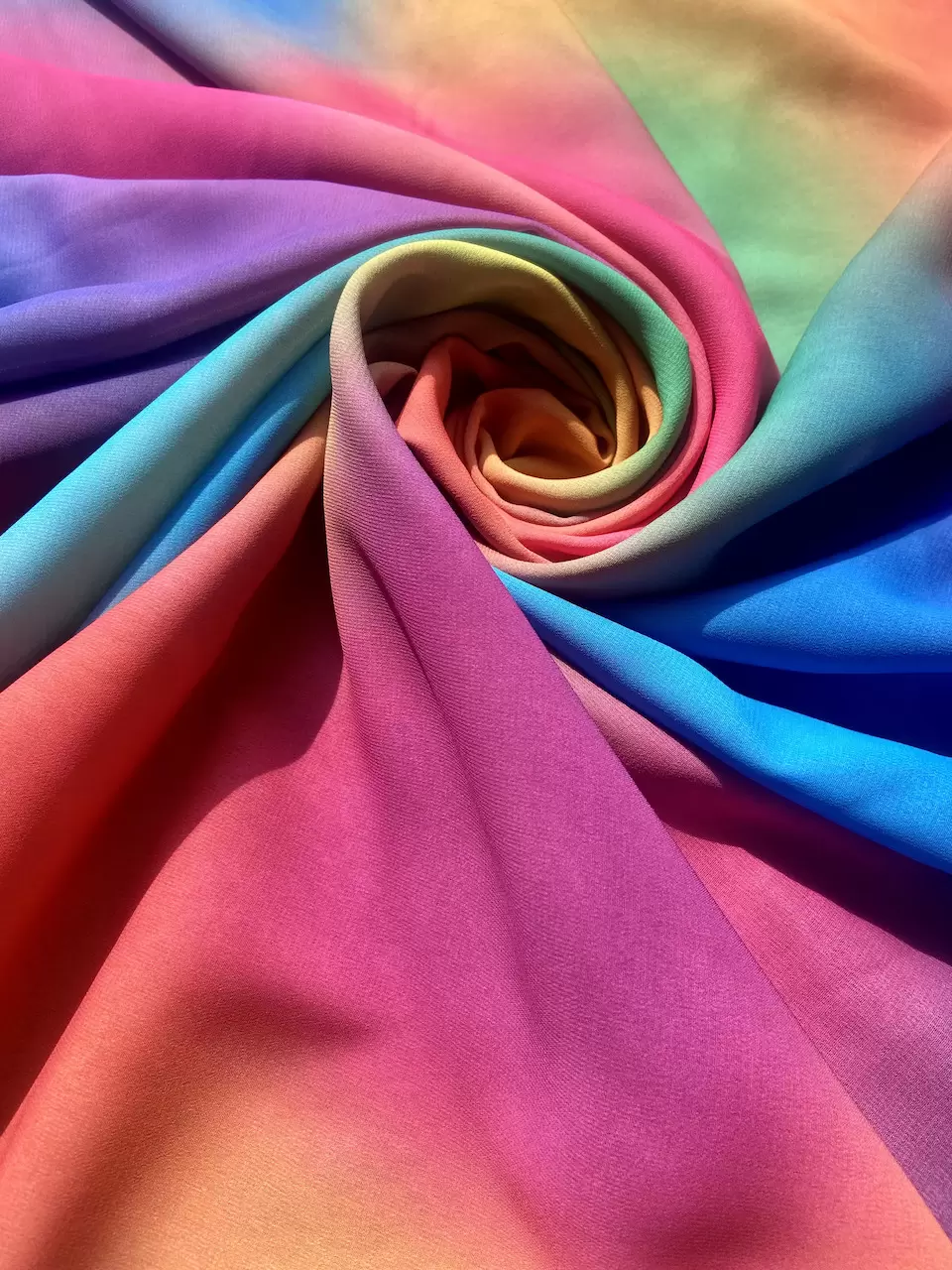 Multicolor Shibori Rainbow Pattern Digital Print Georgette Fabric